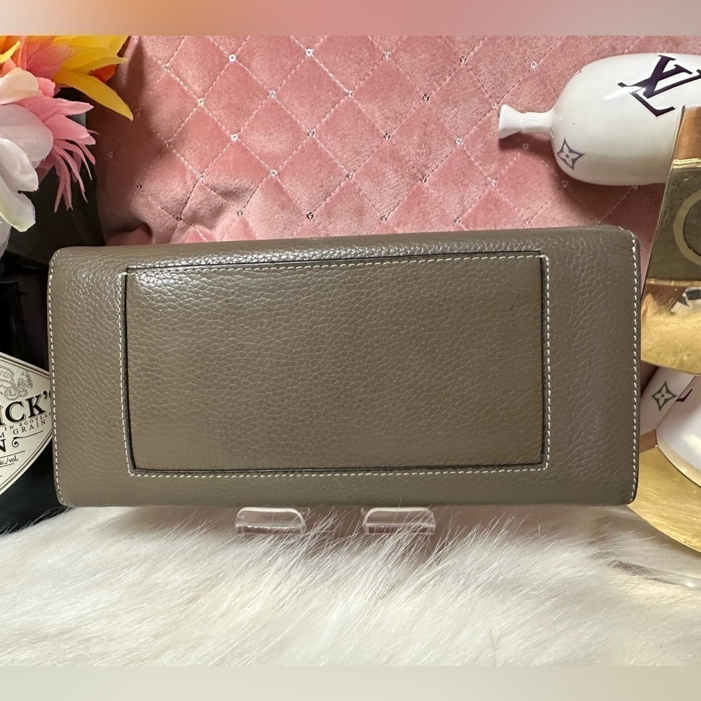 AUTHENTIC CELINE LARGE FLAP MULTIFUNCTION WALLET GRAY CALFSKIN LEATHER ITALY - Picture 3 of 13